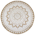 Vidaxl tapijt met print rond 180 cm gevlochten jute