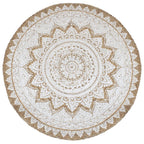 Vidaxl tapijt met print rond 210 cm gevlochten jute