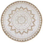 Vidaxl tapijt met print rond 240 cm gevlochten jute