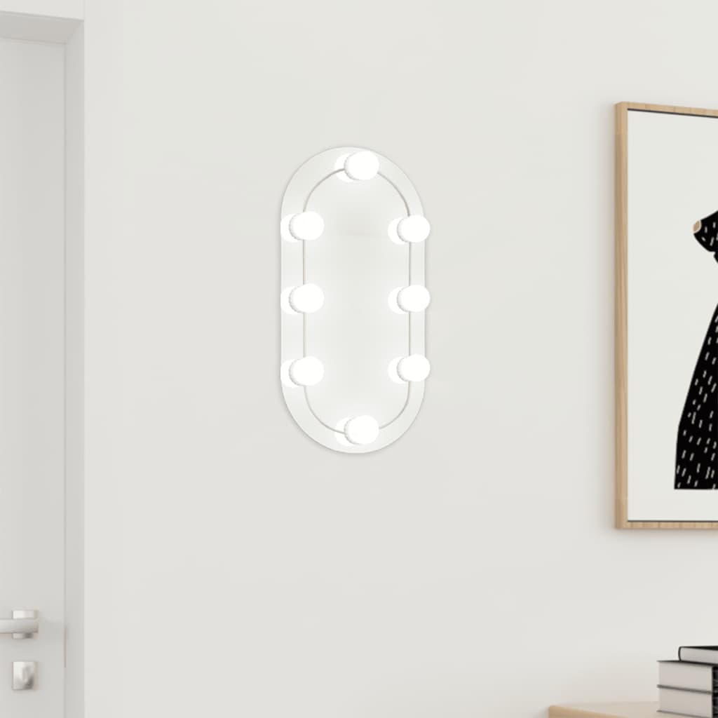 Vidaxl spiegel met led-verlichting 40x20 cm glas ovaal