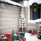 Vidaxl kunstkerstboom half met standaard smal 210 cm wit
