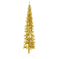 Vidaxl kunstkerstboom half met standaard smal 210 cm goudkleurig