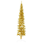 Vidaxl kunstkerstboom half met standaard smal 210 cm goudkleurig
