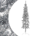 Vidaxl kunstkerstboom half met standaard smal 120 cm zilverkleurig