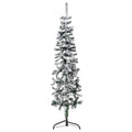 Vidaxl kunstkerstboom half met sneeuw smal 150 cm