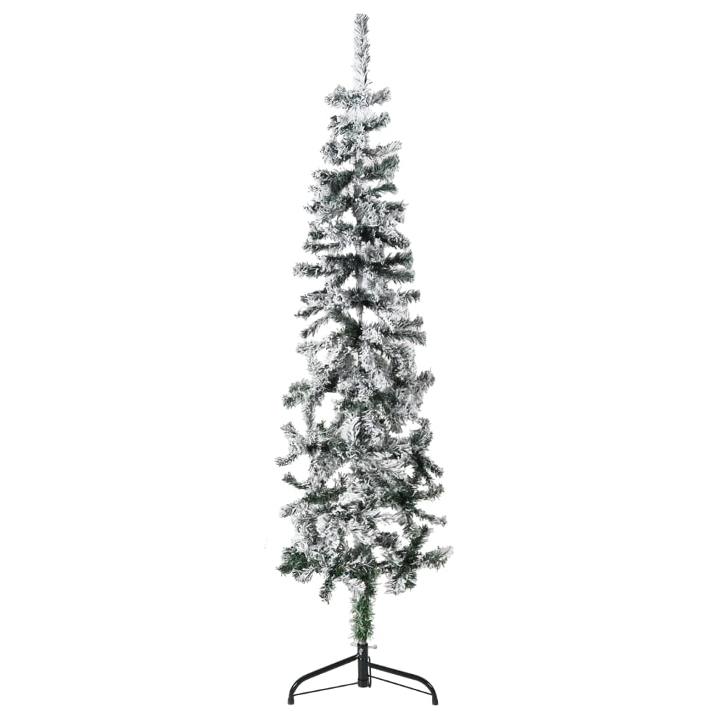 Vidaxl kunstkerstboom half met sneeuw smal 150 cm