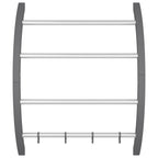 VidaXL Handdoekenrek met haken 56x16x72 cm aluminium zilverkleurig