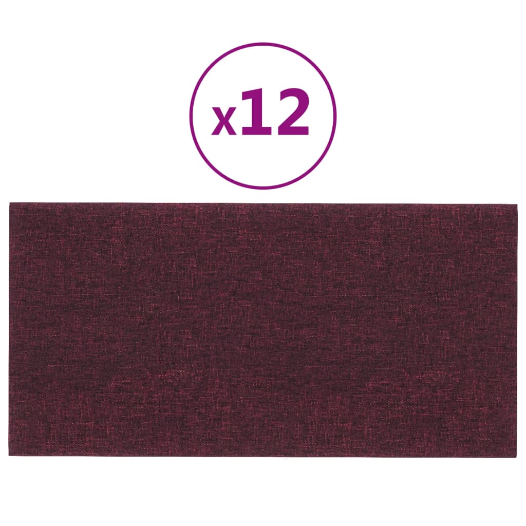 Vidaxl wandpanelen 12 st 0,54 m² 30x15 cm stof paars
