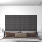 Vidaxl wandpanelen 12 st 0,54 m² 30x15 cm kunstleer grijs
