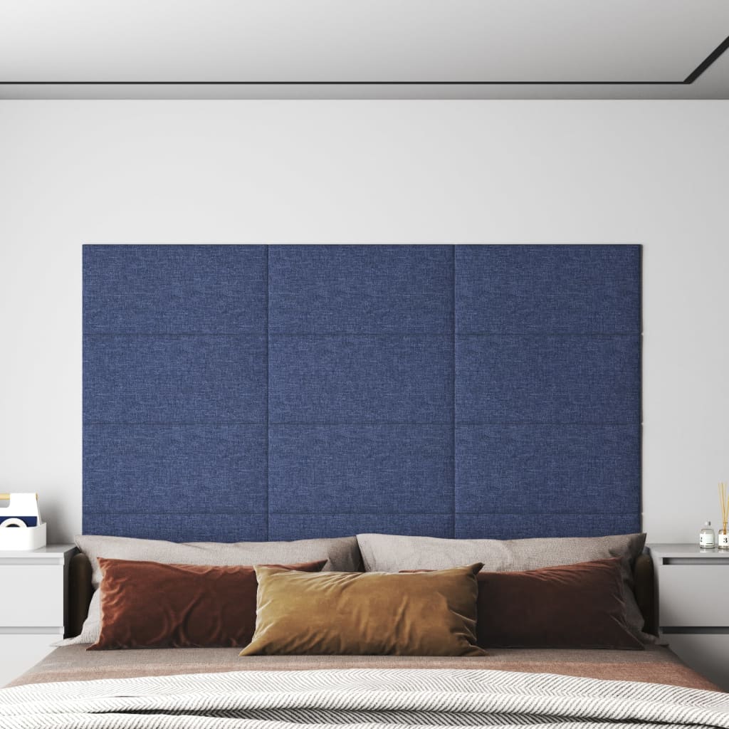 Vidaxl wandpanelen 12 st 2,16 m² 60x30 cm stof blauw