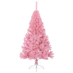 Vidaxl kunstkerstboom met standaard half 120 cm pvc roze