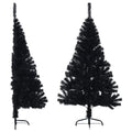 Vidaxl kunstkerstboom met standaard half 120 cm pvc zwart