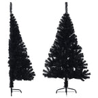 Vidaxl kunstkerstboom met standaard half 120 cm pvc zwart