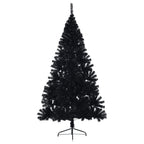Vidaxl kunstkerstboom met standaard half 210 cm pvc zwart