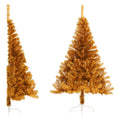Vidaxl kunstkerstboom half met standaard 150 cm pet goudkleurig