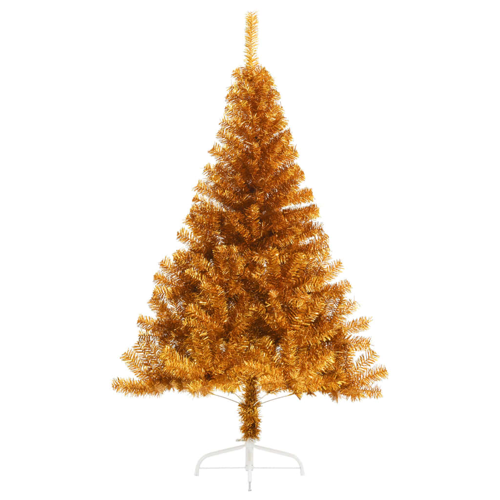 Vidaxl kunstkerstboom half met standaard 150 cm pet goudkleurig