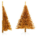 Vidaxl kunstkerstboom half met standaard 180 cm pet goudkleurig