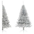 VidaXL Kunstkerstboom half met standaard 150 cm PET zilverkleurig