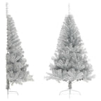 VidaXL Kunstkerstboom half met standaard 150 cm PET zilverkleurig