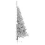 VidaXL Kunstkerstboom half met standaard 150 cm PET zilverkleurig