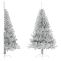 VidaXL Kunstkerstboom half met standaard 180 cm PET zilverkleurig