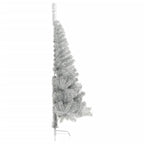VidaXL Kunstkerstboom half met standaard 180 cm PET zilverkleurig
