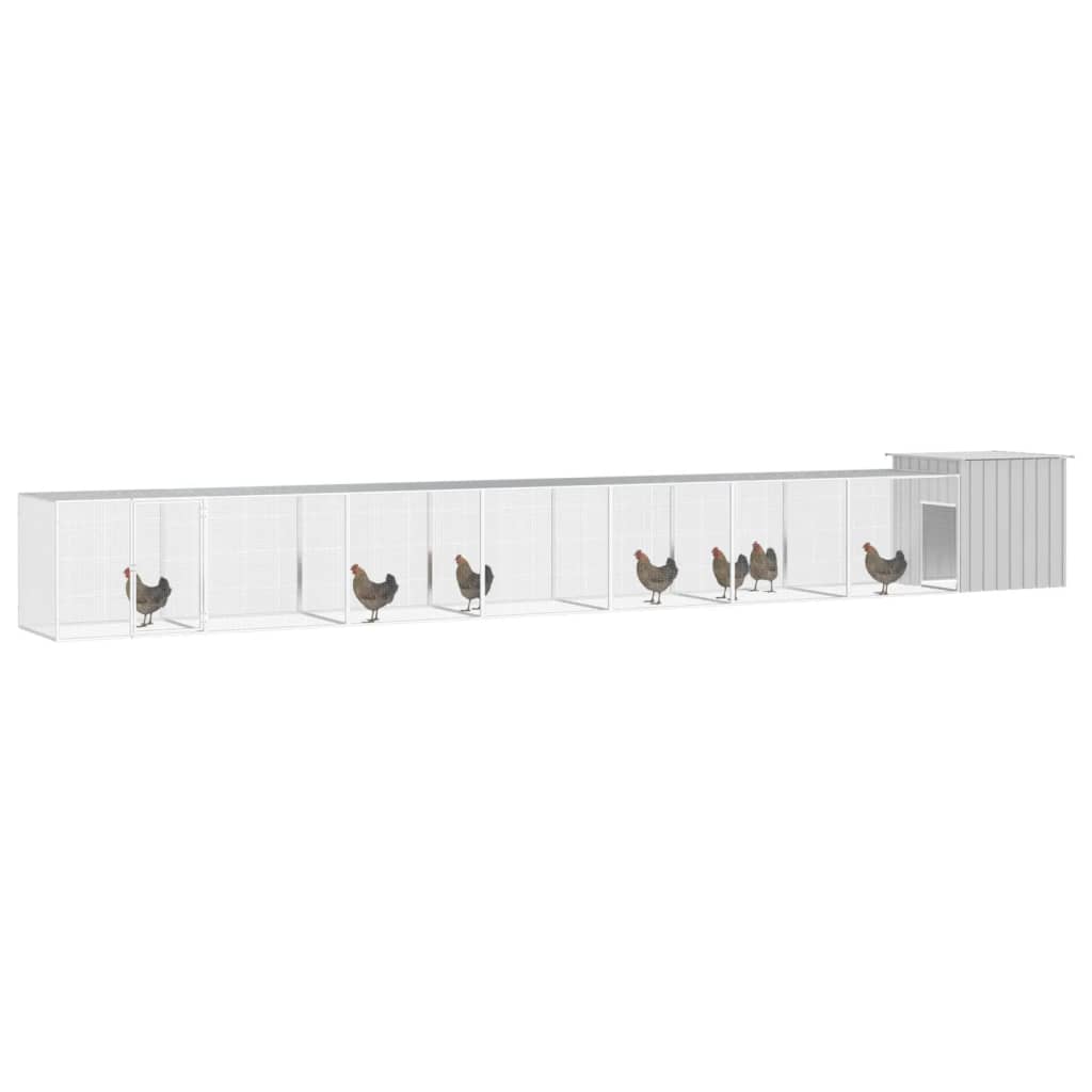 VidaXL Kippenhok 700x91x100 cm gegalvaniseerd staal grijs