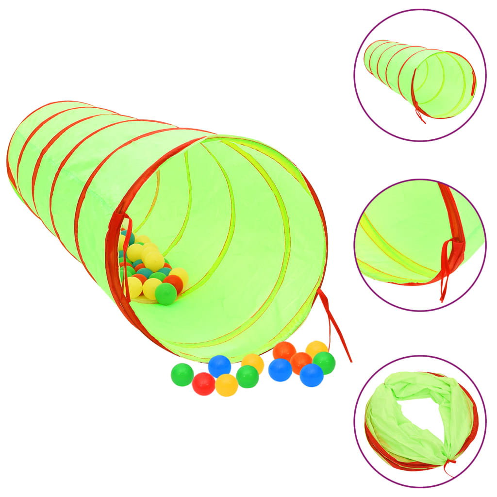 Vidaxl kinderspeeltunnel met 250 ballen 175 cm polyester groen