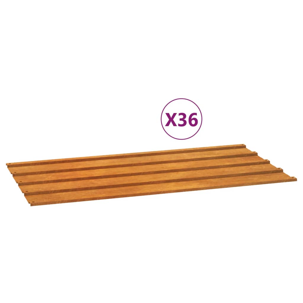 Vidaxl dakpanelen 12 st 80x44 cm cortenstaal roestig