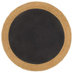 VidaXL Vloerkleed rond gevlochten 150 cm jute en katoen zwart naturel