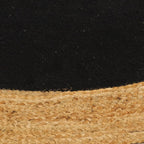 VidaXL Vloerkleed rond gevlochten 150 cm jute en katoen zwart naturel