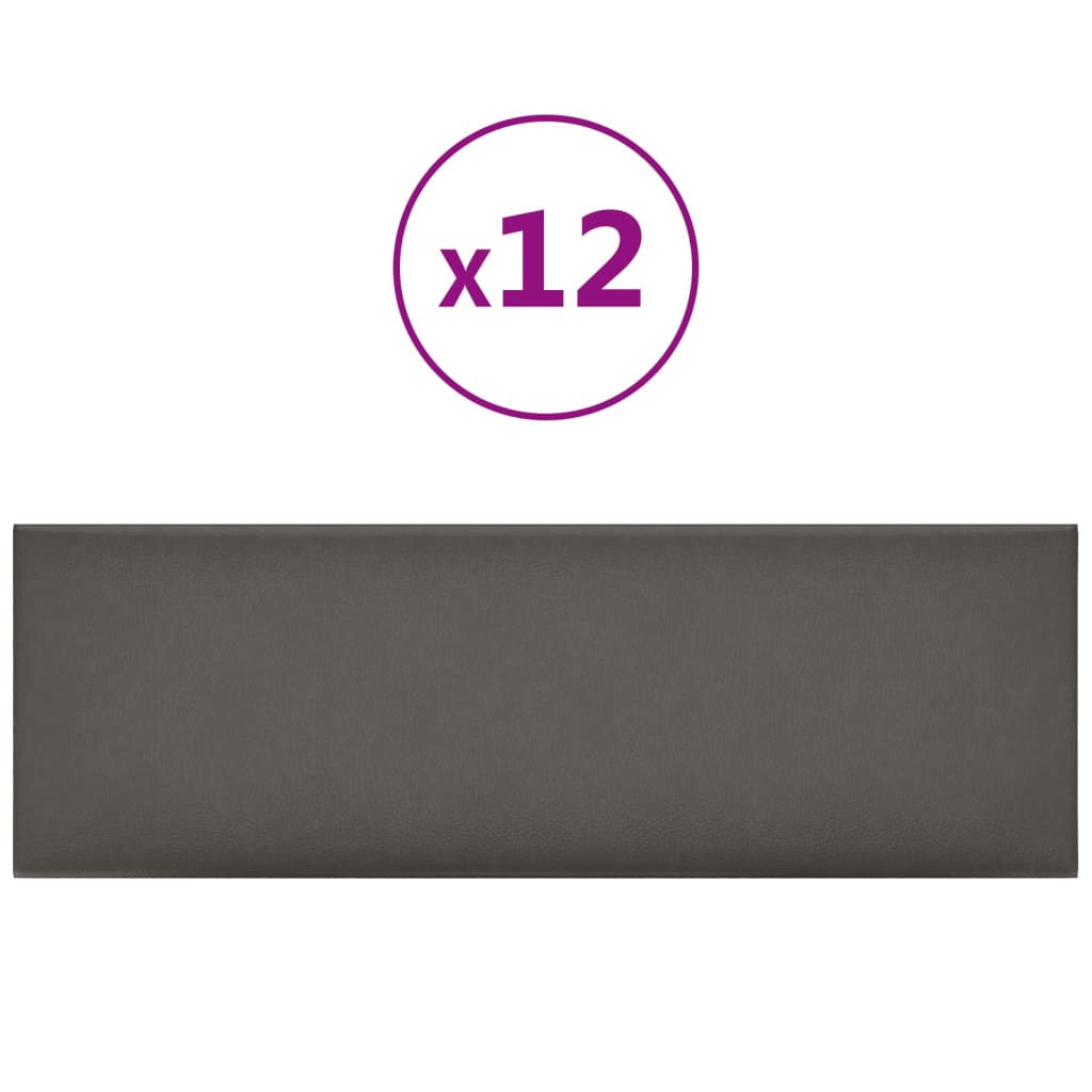 Vidaxl wandpanelen 12 st 3,24 m² 90x30 cm kunstleer grijs