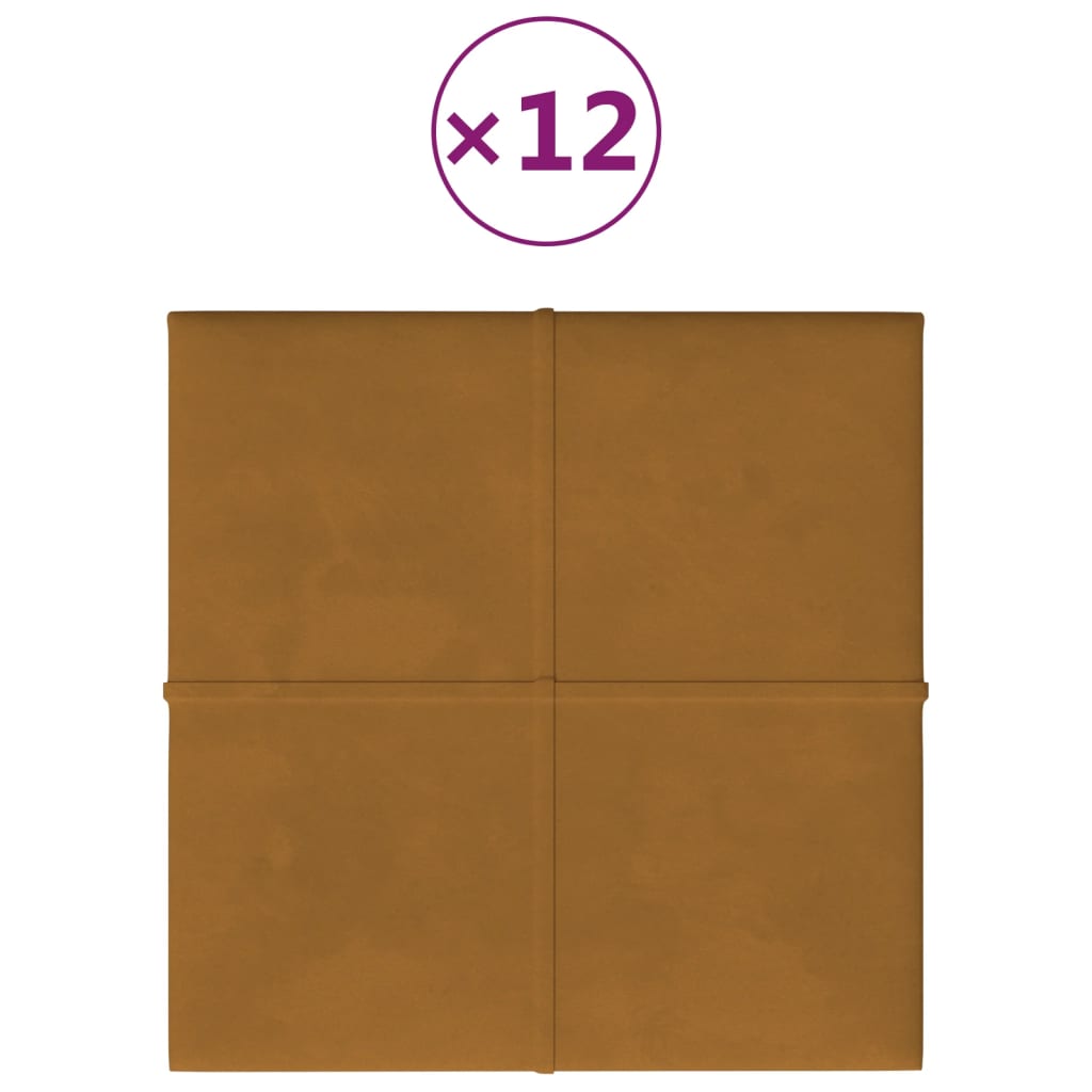 Vidaxl wandpanelen 12 st 1,08 m² 30x30 cm fluweel bruin