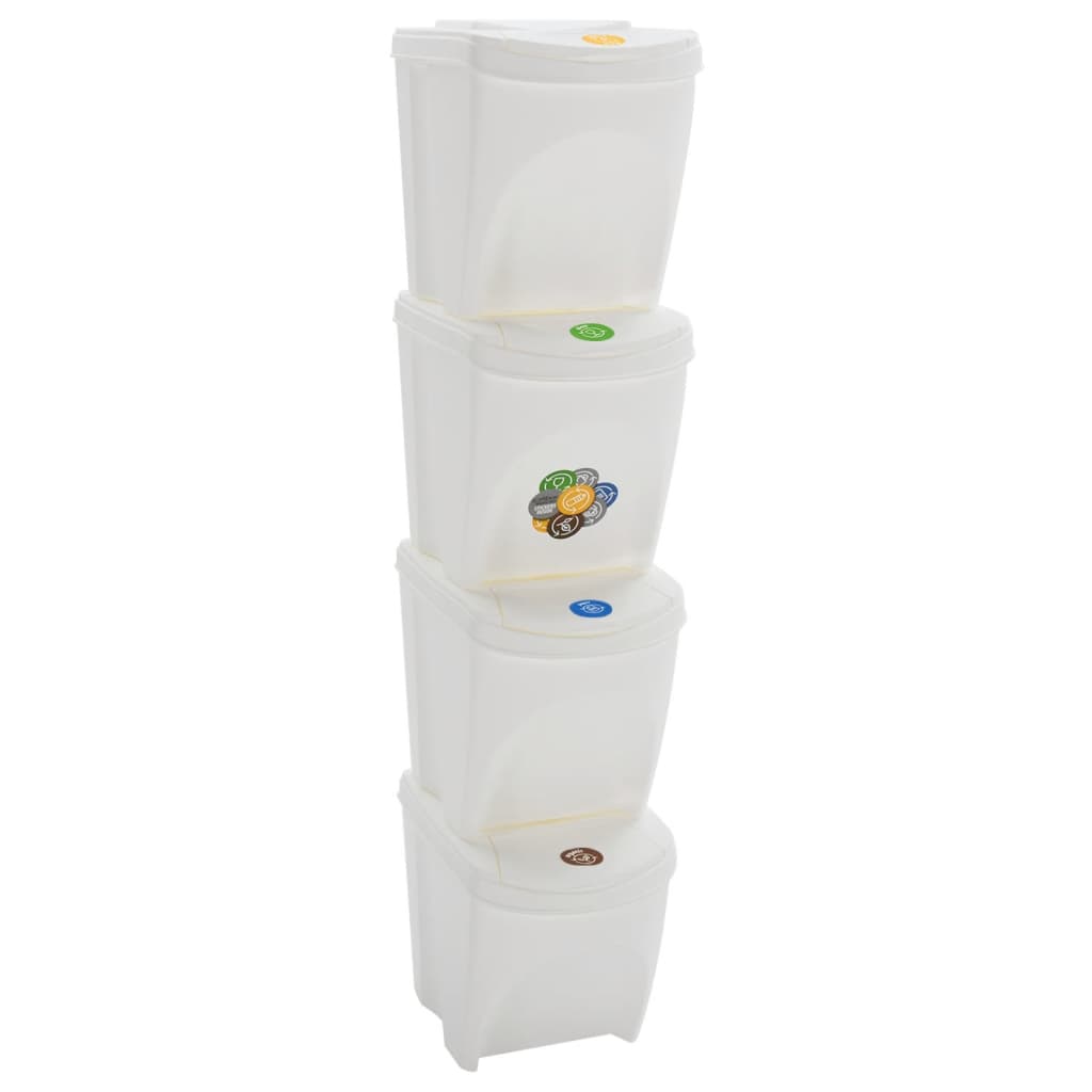Vidaxl vuilnisbakken 4 st stapelbaar 100 l polypropeen wit