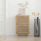 Vidaxl schoenenkast 52x25x80 cm bewerkt hout natuurlijk rattan bruin