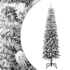 VidaXL Kunstkerstboom met sneeuw smal 210 cm PVC en PE