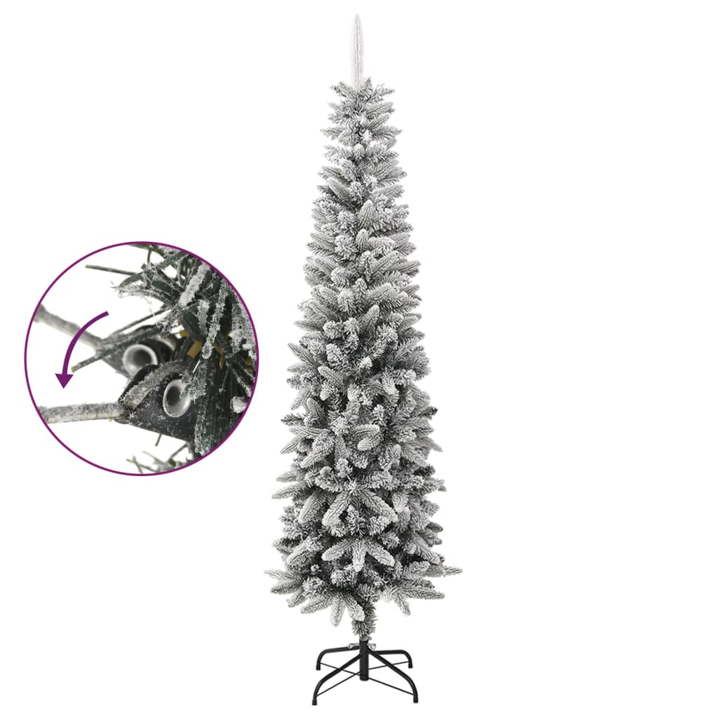 VidaXL Kunstkerstboom met sneeuw smal 240 cm PVC en PE