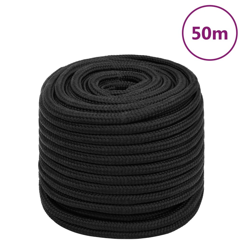 Vidaxl boottouw 16 mm 50 m polypropeen zwart