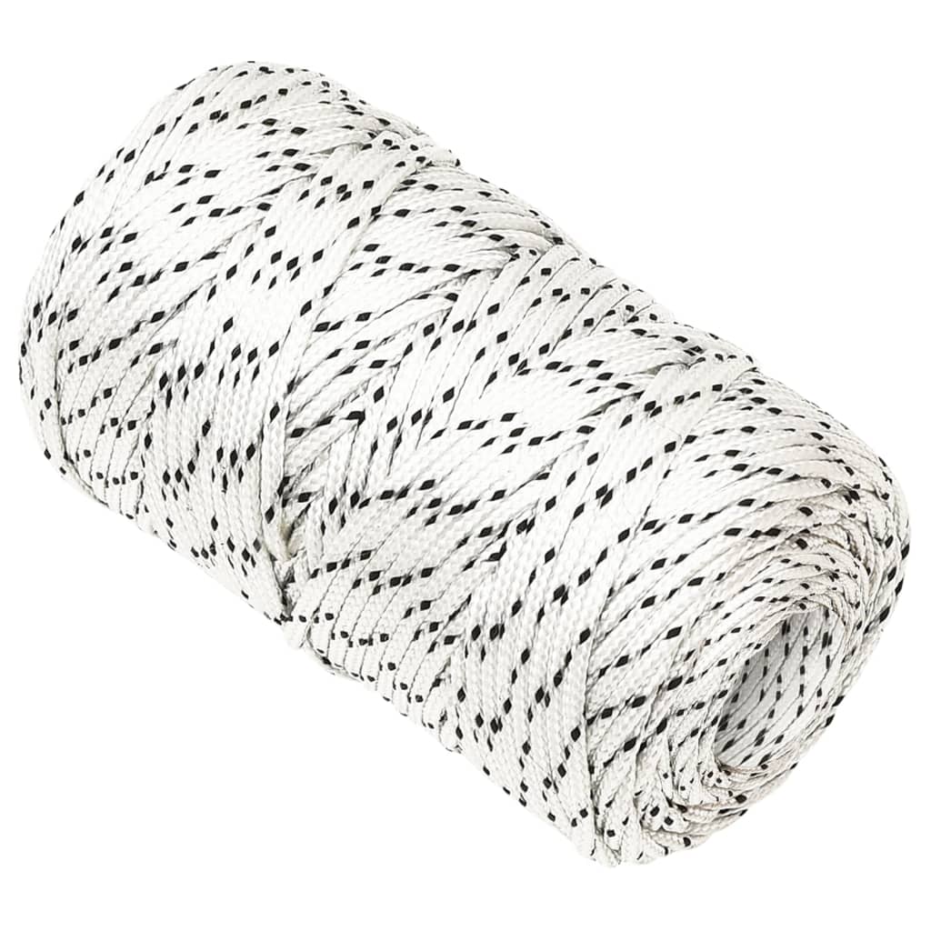Vidaxl boottouw gevlochten 2 mmx100 m polyester wit