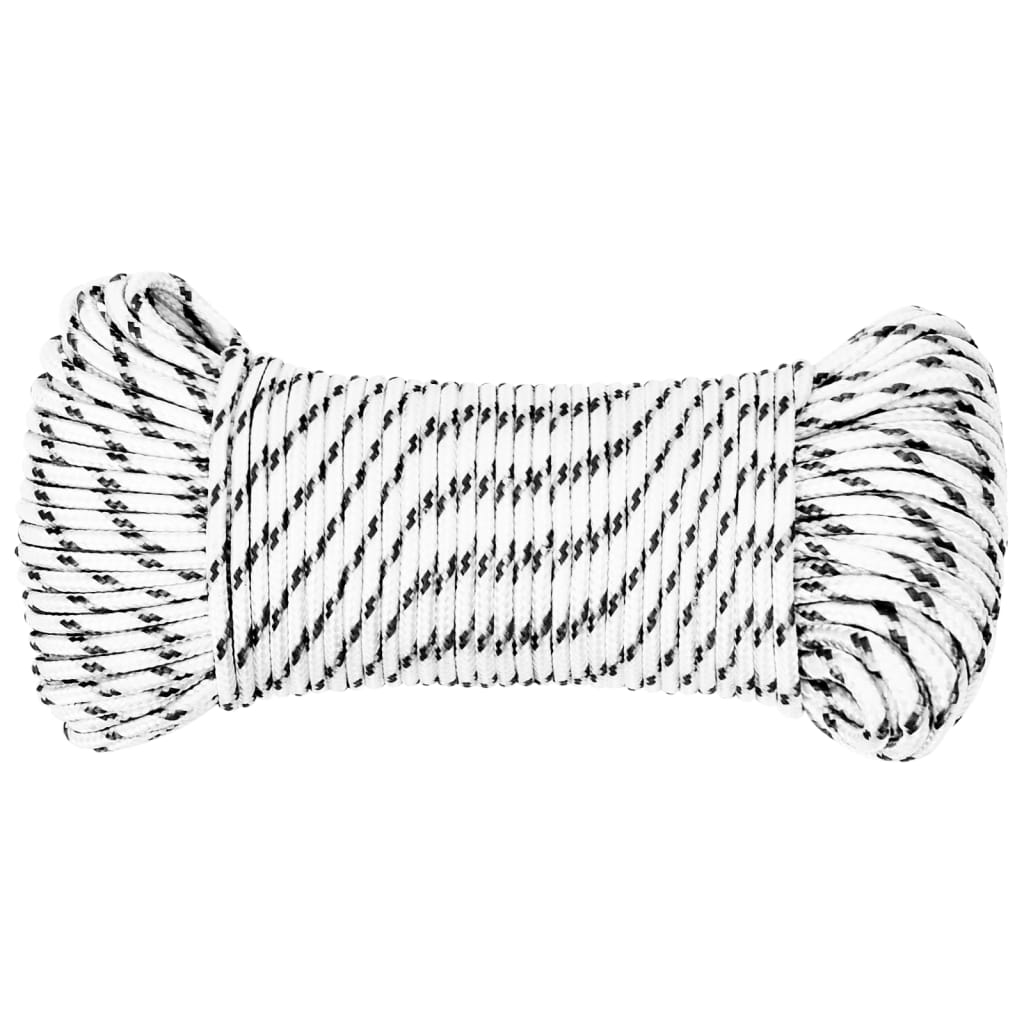 Vidaxl boottouw gevlochten 5 mm x 500 m polyester wit