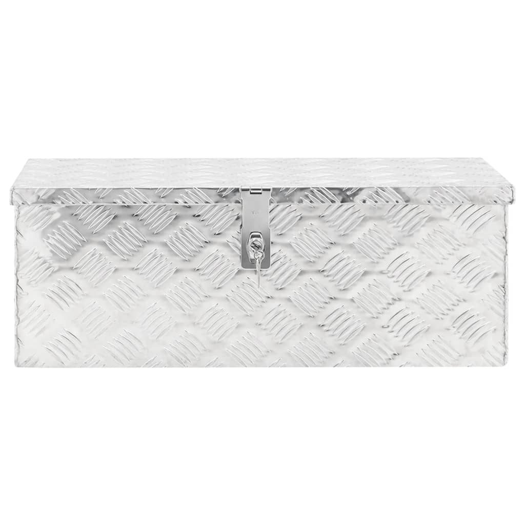 Vidaxl opbergbox 70x31x27 cm aluminium zilverkleurig