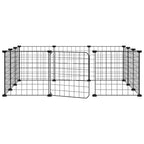 Vidaxl huisdierkooi met 12 panelen en deur, zwart 35x35 cm staal