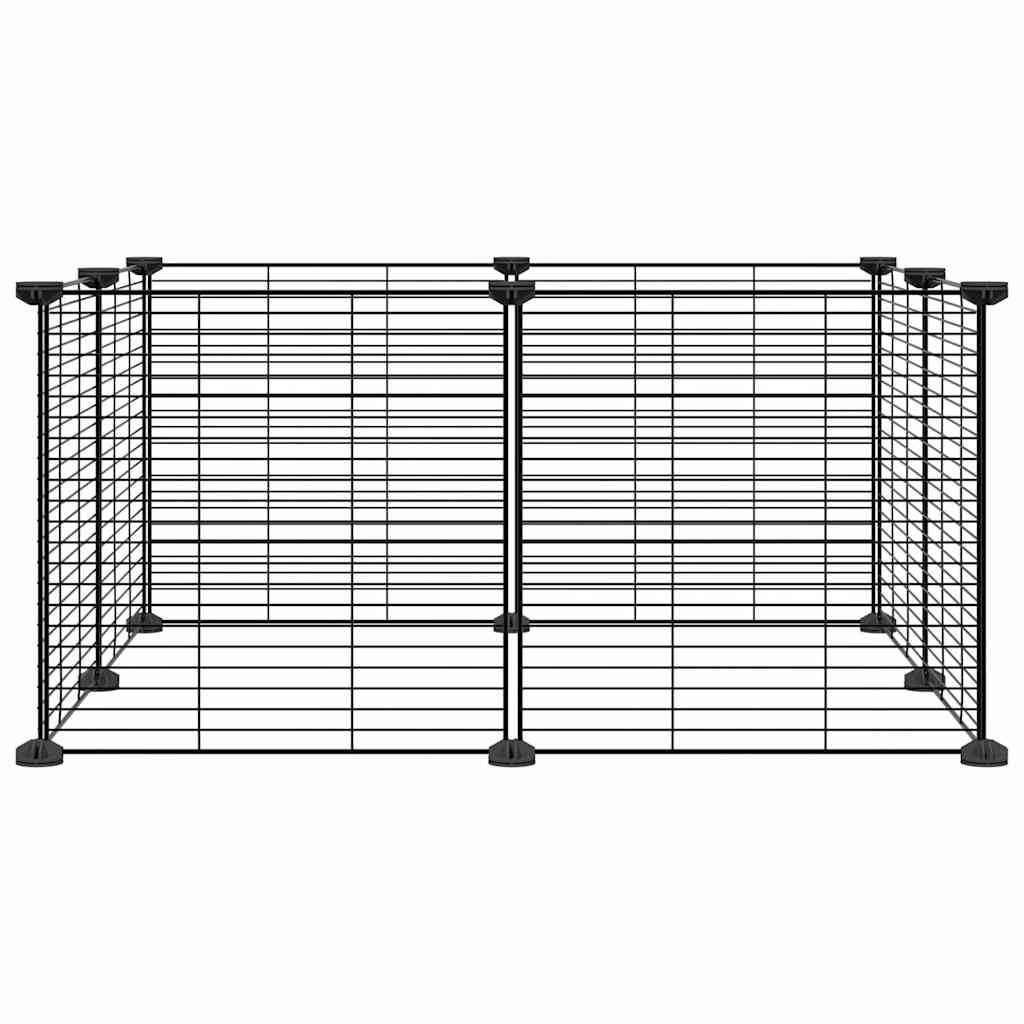 Vidaxl huisdierkooi met 8 panelen, zwart, 70x70x35 cm, staal