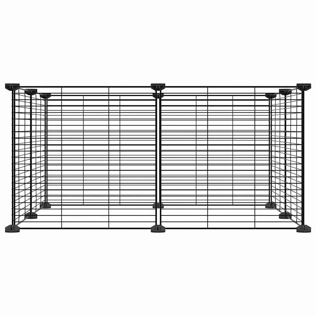 Vidaxl huisdierkooi met 8 panelen, zwart, 70x70x35 cm, staal