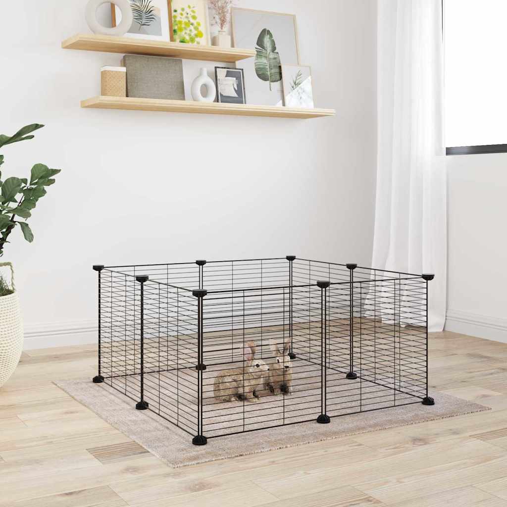Vidaxl huisdierkooi met 8 panelen, zwart, 70x70x35 cm, staal