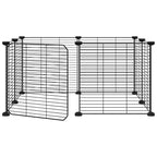 Vidaxl huisdierkooi met 8 panelen en deur, zwart 70x70x35 cm staal