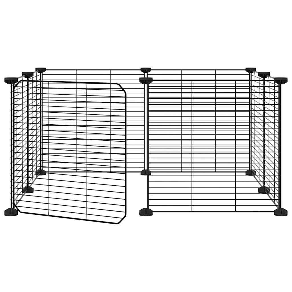 Vidaxl huisdierkooi met 8 panelen en deur, zwart 70x70x35 cm staal