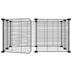 Vidaxl huisdierkooi met 8 panelen en deur, zwart 70x70x35 cm staal