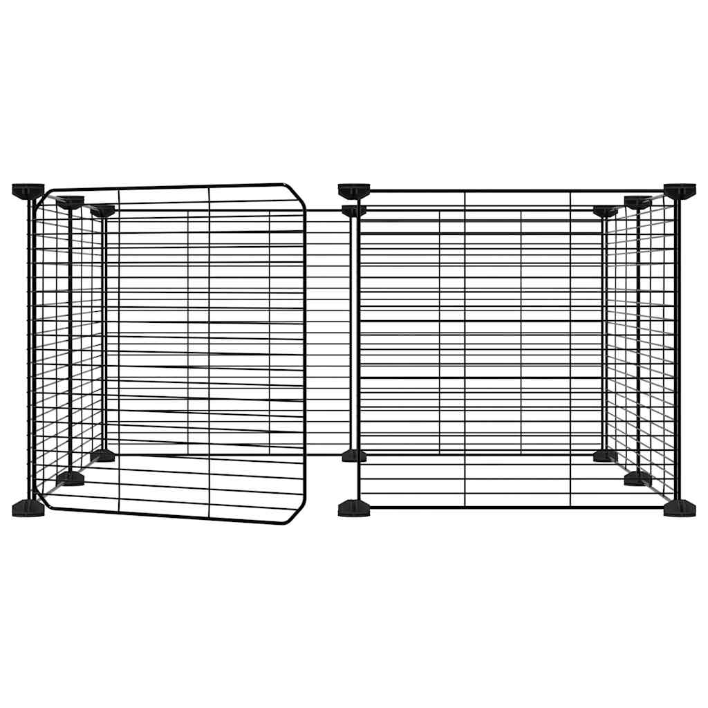 Vidaxl huisdierkooi met 8 panelen en deur, zwart 70x70x35 cm staal