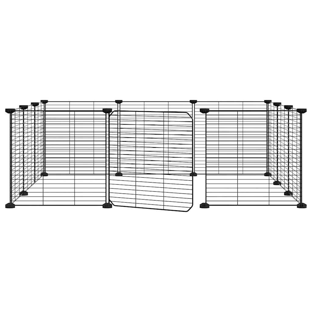 Vidaxl huisdierkooi met 12 panelen en deur, zwart 105x105x35 cm staal